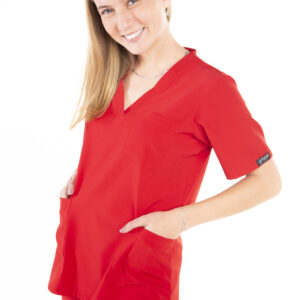 Red scrubs top Scrubs In Motion classic medical uniform