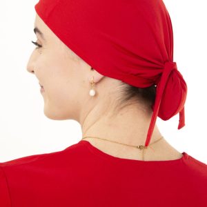 Red scrub cap Scrubs In Motion adjustable breathable design