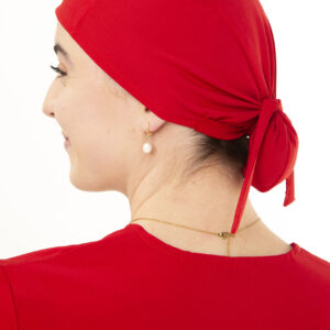 Red scrub cap Scrubs In Motion adjustable breathable design
