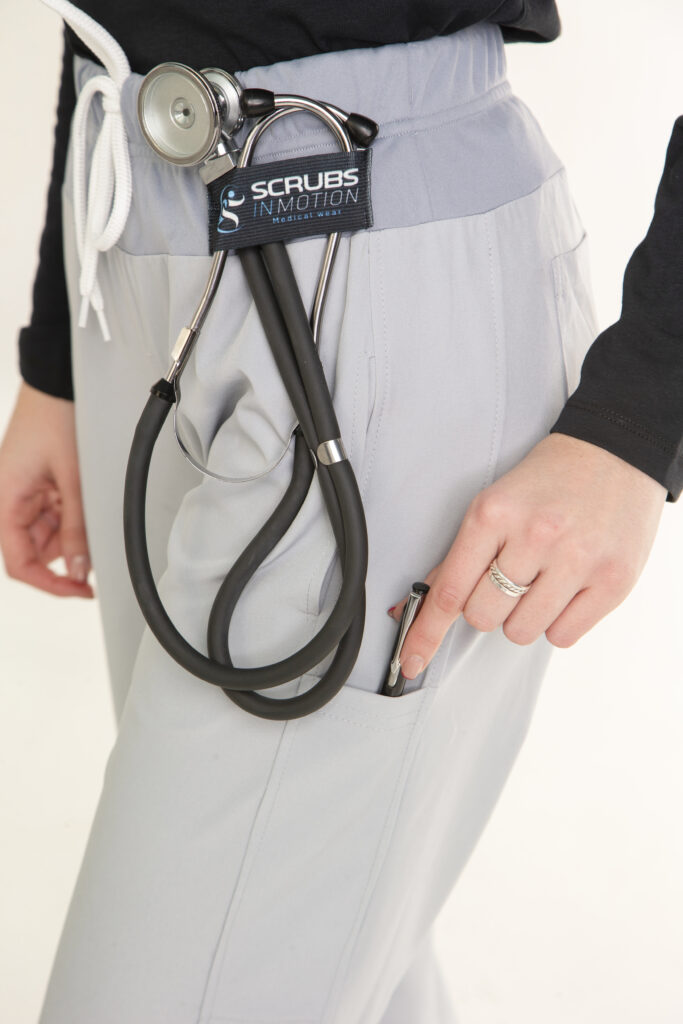 Light grey scrub pants Scrubs In Motion comfort fit design