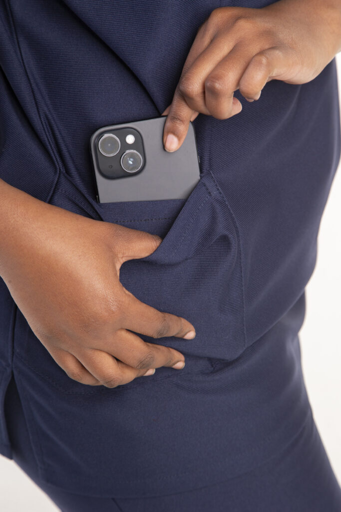 Navy scrubs top Scrubs In Motion professional medical uniform