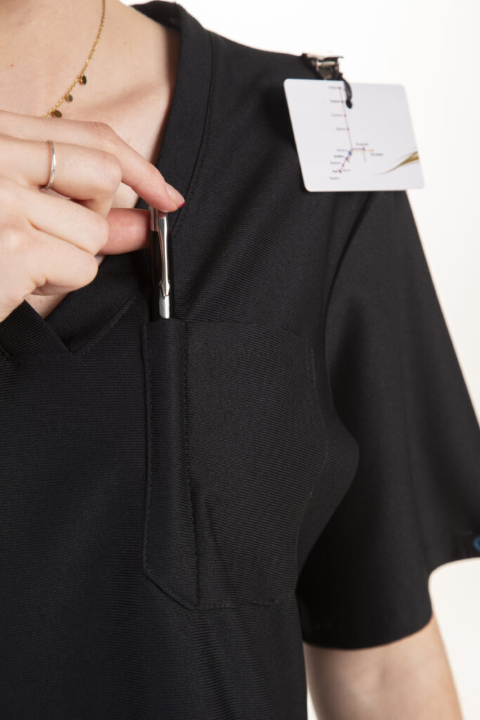 Black scrubs top Scrubs In Motion professional medical uniform