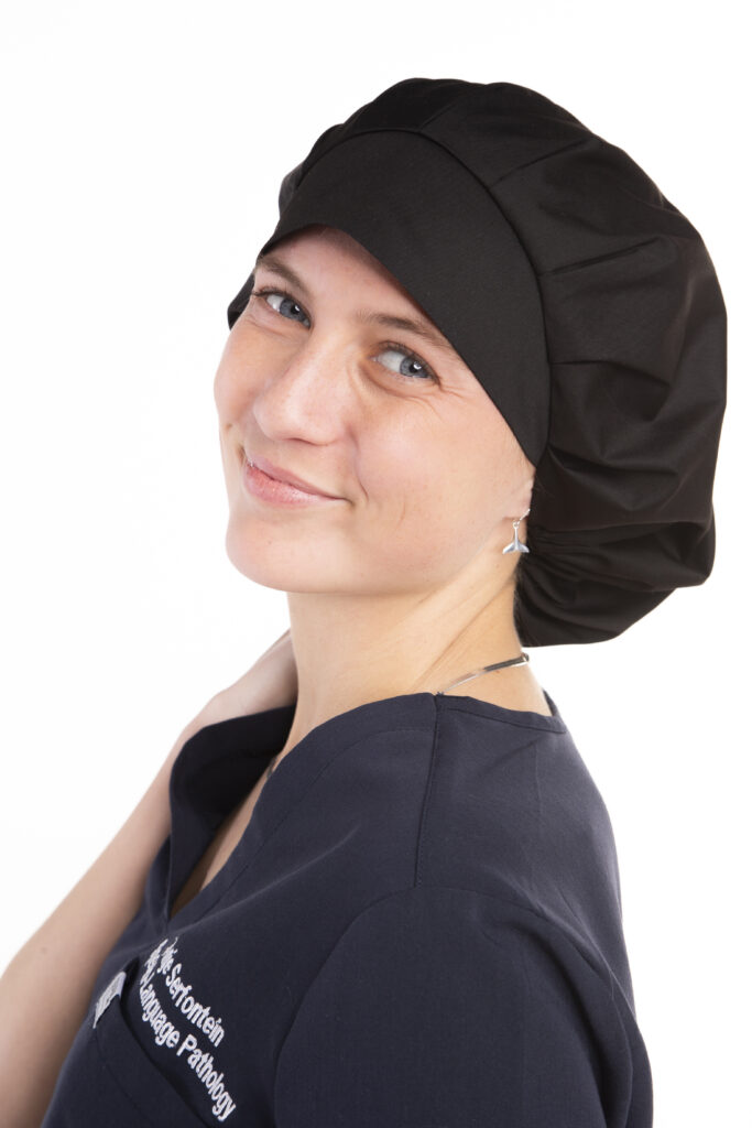 Black scrub cap Scrubs In Motion professional medical uniform accessory